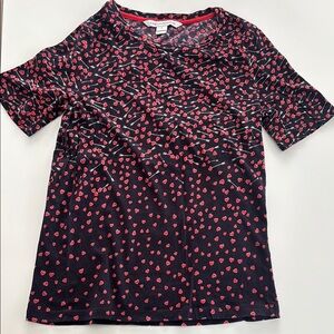 Diane von Fürstenberg Heart Print Black and Red Women's Top